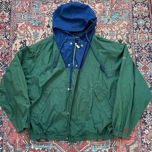 Vtg 90s Nautica Green & Blue Hooded Windbreaker Men’s M